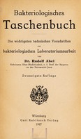 view Bakteriologisches Taschenbuch : die wichtigsten technischen Vorschriften zur bakteriologischen Laboratoriumsarbeit / von Rudolf Abel.