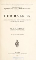 view Der Balken : eine anatomische, physiopathologische und klinische Studie / von G. Mingazzini.