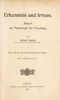 view Erkenntnis und Irrtum : Skizzen zur Psychologie der Forschung / von Ernst Mach.