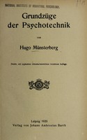 view Grundzüge der Psychotechnik / von Hugo Münsterberg.