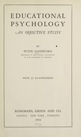 view Educational psychology : an objective study / by Peter Sandiford.