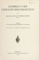 view Lehrbuch der Säuglingskrankheiten / von H. Finkelstein.