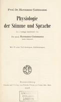 view Physiologie der Stimme und Sprache / bearbeitet von Hermann Gutzmann.