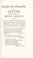 view Lucina sine concubitu : a letter humbly address'd to the Royal Society / With 3 engravings on copper by Hester Sainsbury.