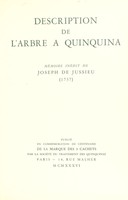 view Description de l'arbre a quinquina : mémoire inédit de Joseph de Jussieu / [Joseph de Jussieu].