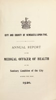 view [Report 1920] / Medical Officer of Health, Newcastle-upon-Tyne City & County.