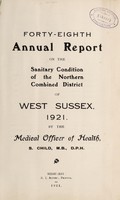 view [Report 1921] / Medical Officer of Health, Northern Combined District of West Sussex (Horsham U.D.C., Horsham R.D.C., Midhurst R.D.C., Thakeham R.D.C., Petworth R.D.C.).