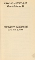 view Emergent evolution and the social / by William Morton Wheeler.