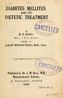 view Diabetic mellitus and its dietetic treatment / by B.D. Basu.