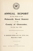view [Report 1920] / Medical Officer of Health, Pebworth R.D.C.