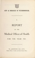 view [Report 1921] / Medical Officer of Health, Peterborough City & Borough.