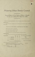 view [Report 1933] / Medical Officer of Health, Pickering U.D.C.