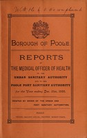 view [Report 1900] / Medical Officer of Health, Poole Borough.