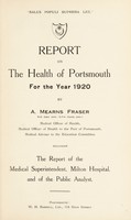 view [Report 1920] / Medical Officer of Health, Portsmouth Borough.