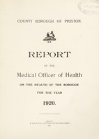 view [Report 1920] / Medical Officer of Health, Preston County Borough.