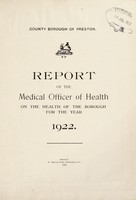 view [Report 1922] / Medical Officer of Health, Preston County Borough.