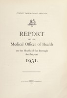 view [Report 1931] / Medical Officer of Health, Preston County Borough.