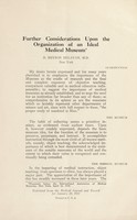 view Further considerations upon the organization of an ideal medical museum / by D. Bryson Delavan.