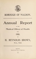 view [Report 1920] / Medical Officer of Health, Maldon Borough.