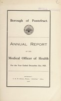 view [Report 1925] / Medical Officer of Health, Pontefract Borough.