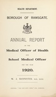 view [Report 1920] / Medical Officer of Health, Ramsgate Borough.