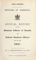 view [Report 1921] / Medical Officer of Health, Ramsgate Borough.