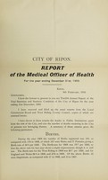 view [Report 1909] / Medical Officer of Health, Ripon City.