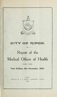 view [Report 1920] / Medical Officer of Health, Ripon City.