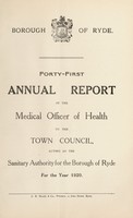 view [Report 1920] / Medical Officer of Health, Ryde Borough.