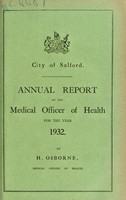 view [Report 1932] / Medical Officer of Health, Salford County Borough.