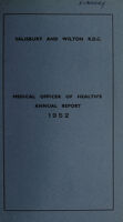 view [Report 1952] / Medical Officer of Health, Salisbury & Wilton R.D.C.