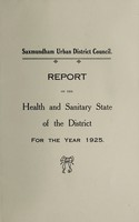 view [Report 1925] / Medical Officer of Health, Saxmundham U.D.C.