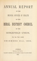 view [Report 1894] / Medical Officer of Health, Sedgefield (Union) R.D.C.