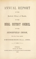 view [Report 1895] / Medical Officer of Health, Sedgefield (Union) R.D.C.