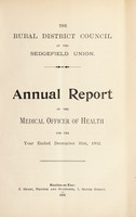 view [Report 1902] / Medical Officer of Health, Sedgefield (Union) R.D.C.