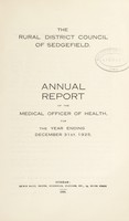 view [Report 1925] / Medical Officer of Health, Sedgefield (Union) R.D.C.