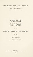 view [Report 1958] / Medical Officer of Health, Sedgefield (Union) R.D.C.