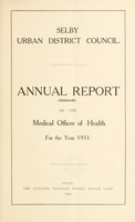 view [Report 1933] / Medical Officer of Health, Selby U.D.C.