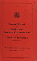 view [Report 1925] / Medical Officer of Health, Sherborne U.D.C. / Town.