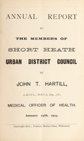 view [Report 1902] / Medical Officer of Health, Short Heath U.D.C.