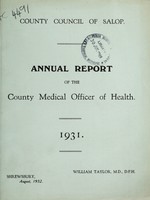view [Report 1931] / Medical Officer of Health, Salop / Shropshire County Council.