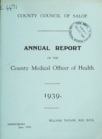 view [Report 1939] / Medical Officer of Health, Salop / Shropshire County Council.