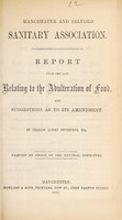 view Report upon the law relating to the adulteration of food and suggestions as to its amendment / by Charles Alfred Swinburne.