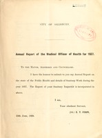 view [Report 1937] / Medical Officer of Health, Salisbury (New Sarum) City.