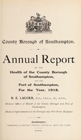 view [Report 1918] / Medical Officer of Health, Southampton County Borough.