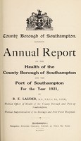 view [Report 1921] / Medical Officer of Health, Southampton County Borough.