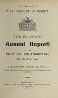 view [Report 1902] / Medical Officer of Health, Southampton Port Health Authority.