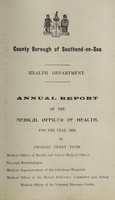 view [Report 1920] / Medical Officer of Health and School Medical Officer of Health, Southend-on-Sea Borough.