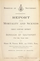 view [Report 1898] / Medical Officer of Health and School Medical Officer of Health, Southport County Borough.