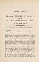 view [Report 1902] / Medical Officer of Health, St Albans Urban Sanitary District.